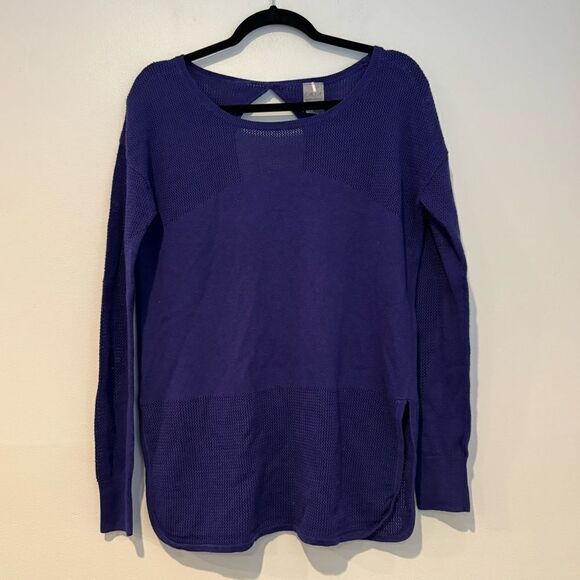Calia Effortless Mesh Pigment Purple Sweater Size Medium - Picture 1 of 7